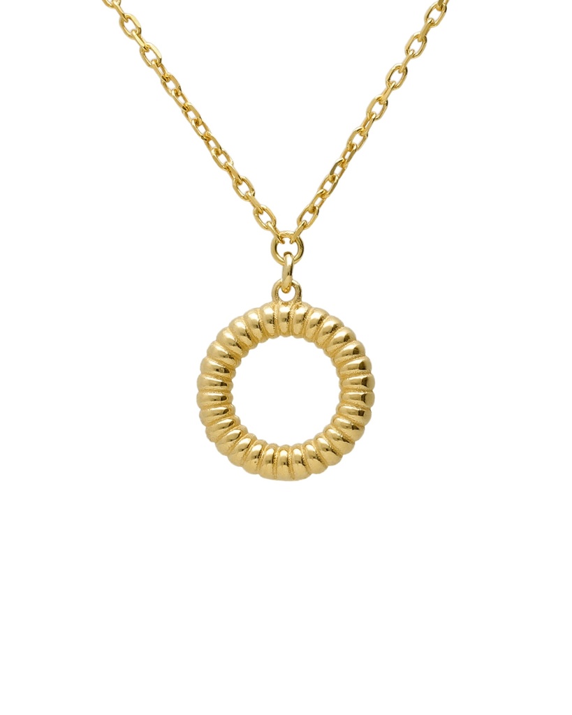 Collar corto Solene círculo textura en Plata baño Oro