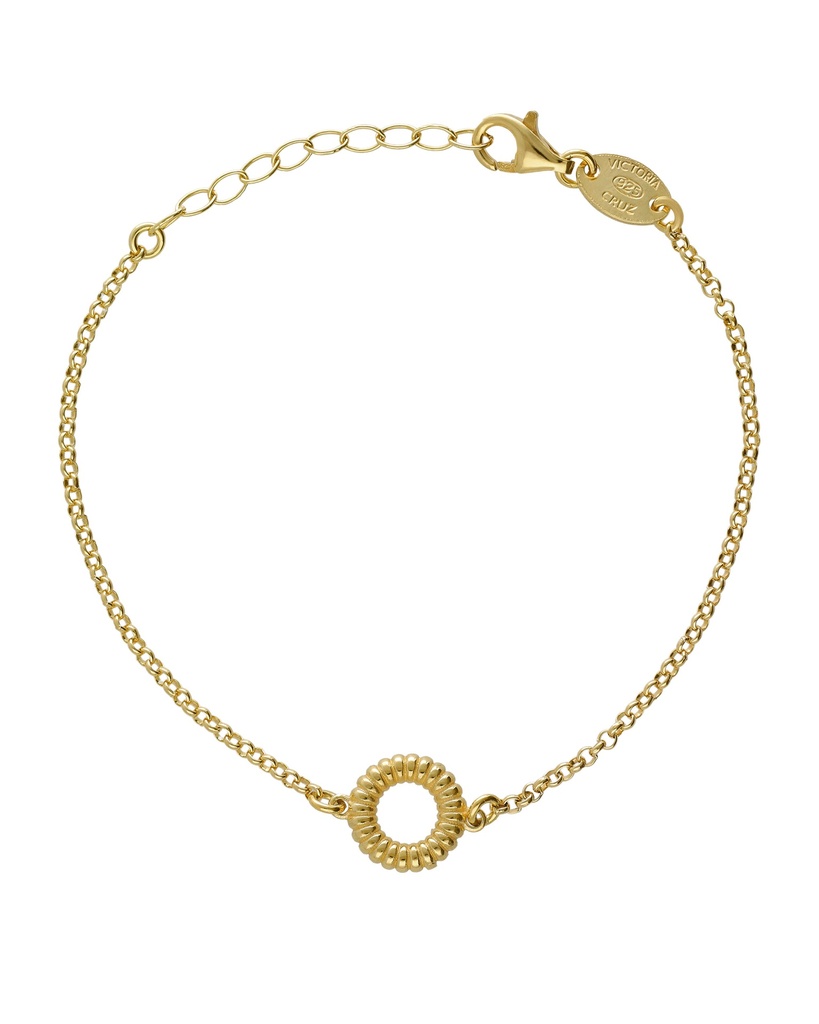 Pulsera Solene círculo textura en Plata baño Oro