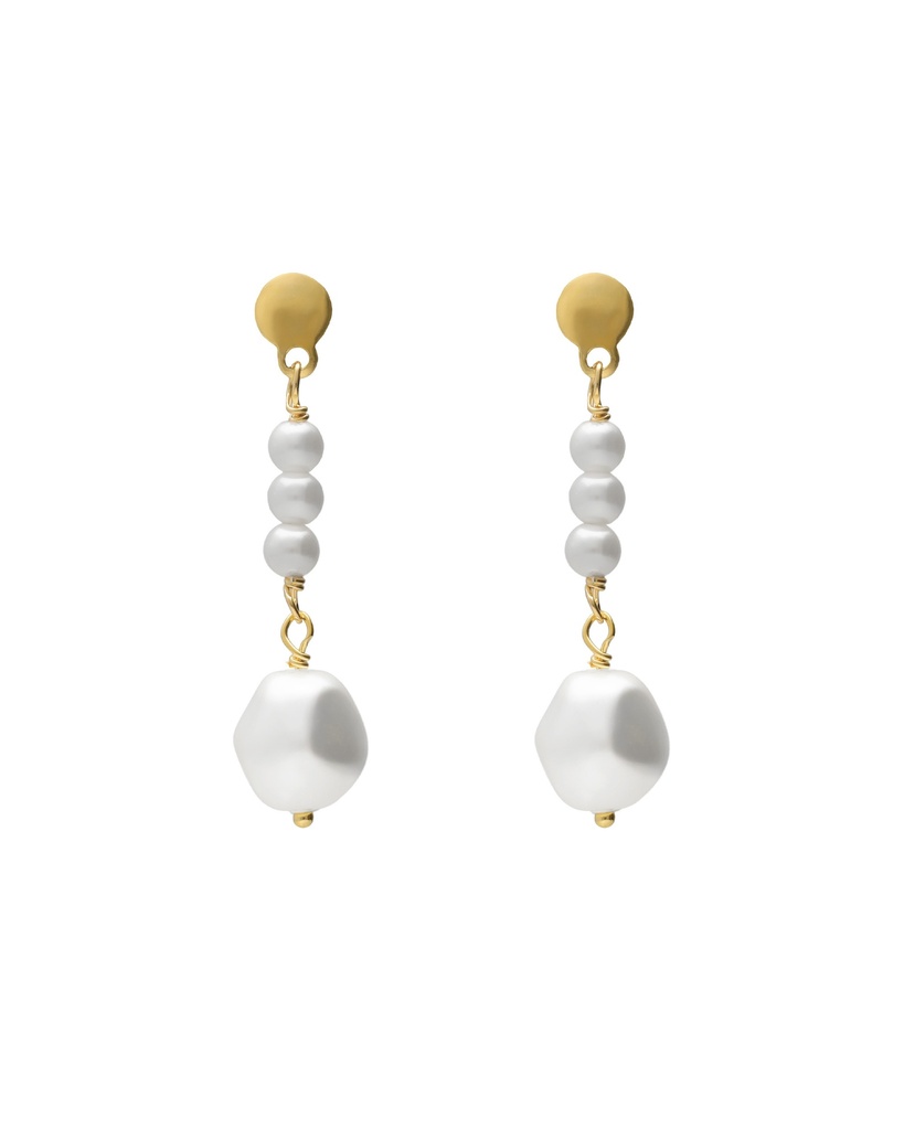 Pendientes cortos Solene con perla barroca en Plata baño Oro