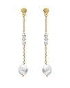 Pendientes largos Solene con perla barroca en Plata baño Oro