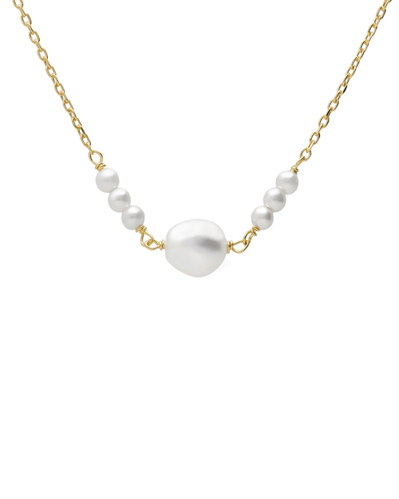 Collar corto Solene con perla barroca en Plata baño Oro
