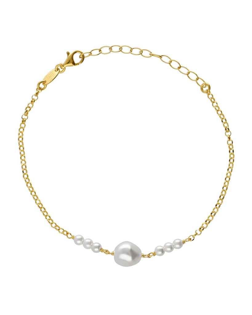 Pulsera Solene con perla barroca en Plata baño Oro