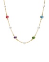 Collar corto Solene con perla y cristal multicolor en Plata baño Oro