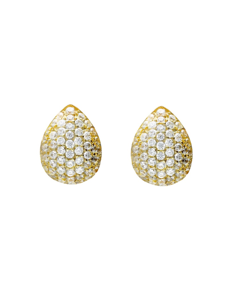 Pendientes botón Lux gota con circonita blanca en Plata
