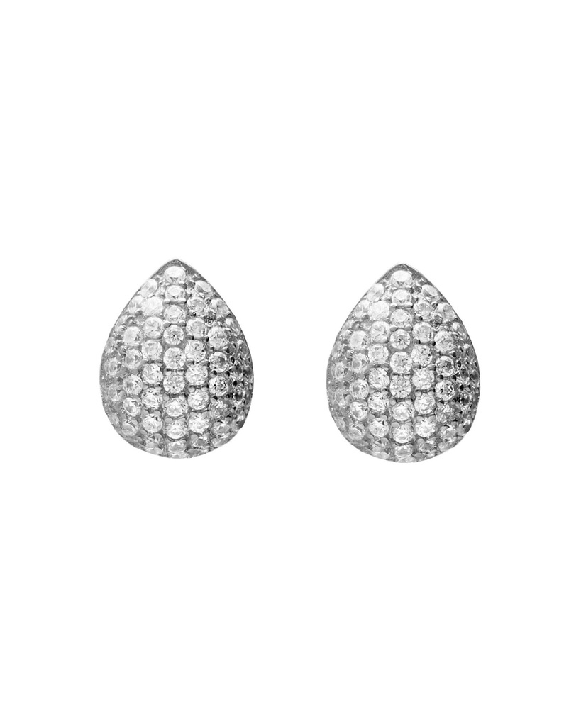 Pendientes botón Lux gota con circonita blanca en Plata