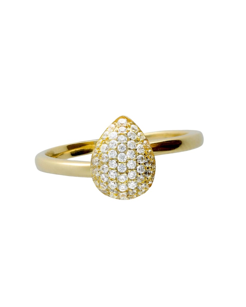 [A5623-07DA] Anillo ajustable Lux gota con circonita blanca en Plata (Baño de oro 18k)