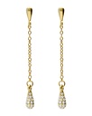 Pendientes largos Lux gota con circonita blanca en Plata