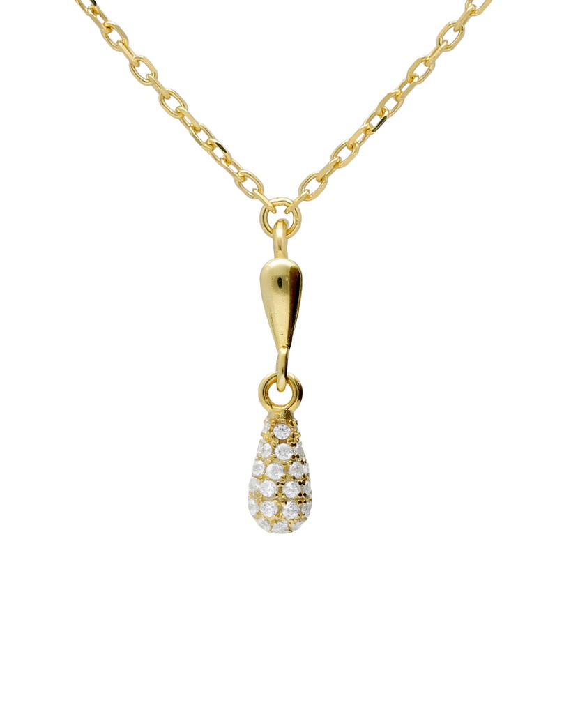 [A5626-07DG] Collar corto Lux gota con circonita blanca en Plata (Baño de oro 18k)