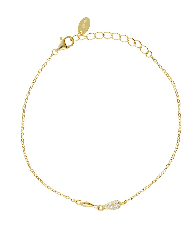 [A5628-07DP] Pulsera Lux gota con circonita blanca en Plata (Baño de oro 18k)