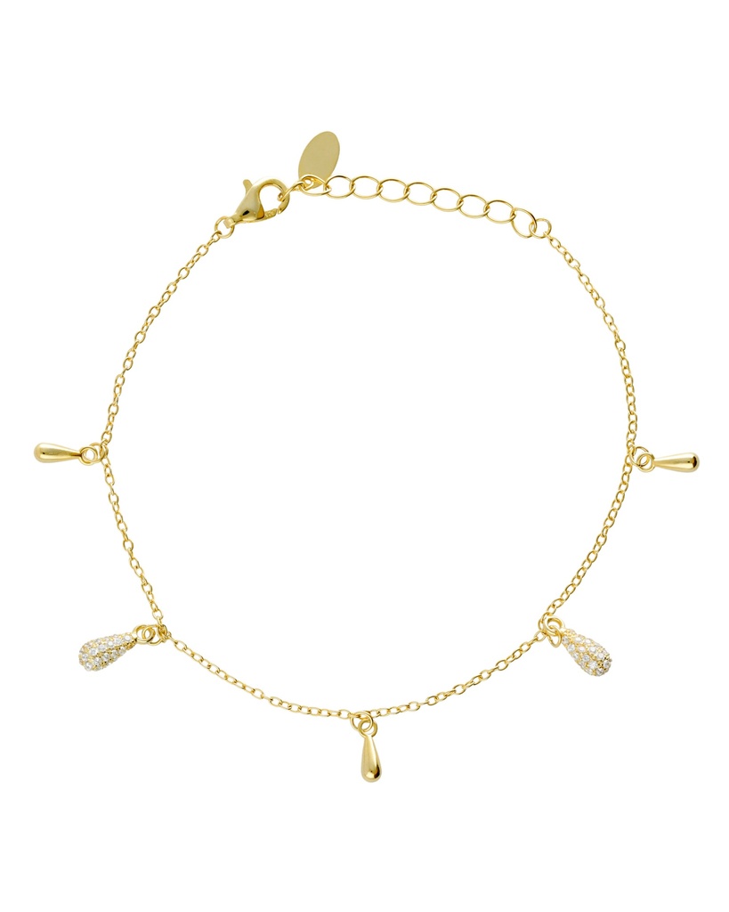 [A5630-07DP] Pulsera Lux gota con circonita blanca en Plata (Baño de oro 18k)