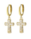 Pendientes aro click Lux cruz con circonita blanca en Plata