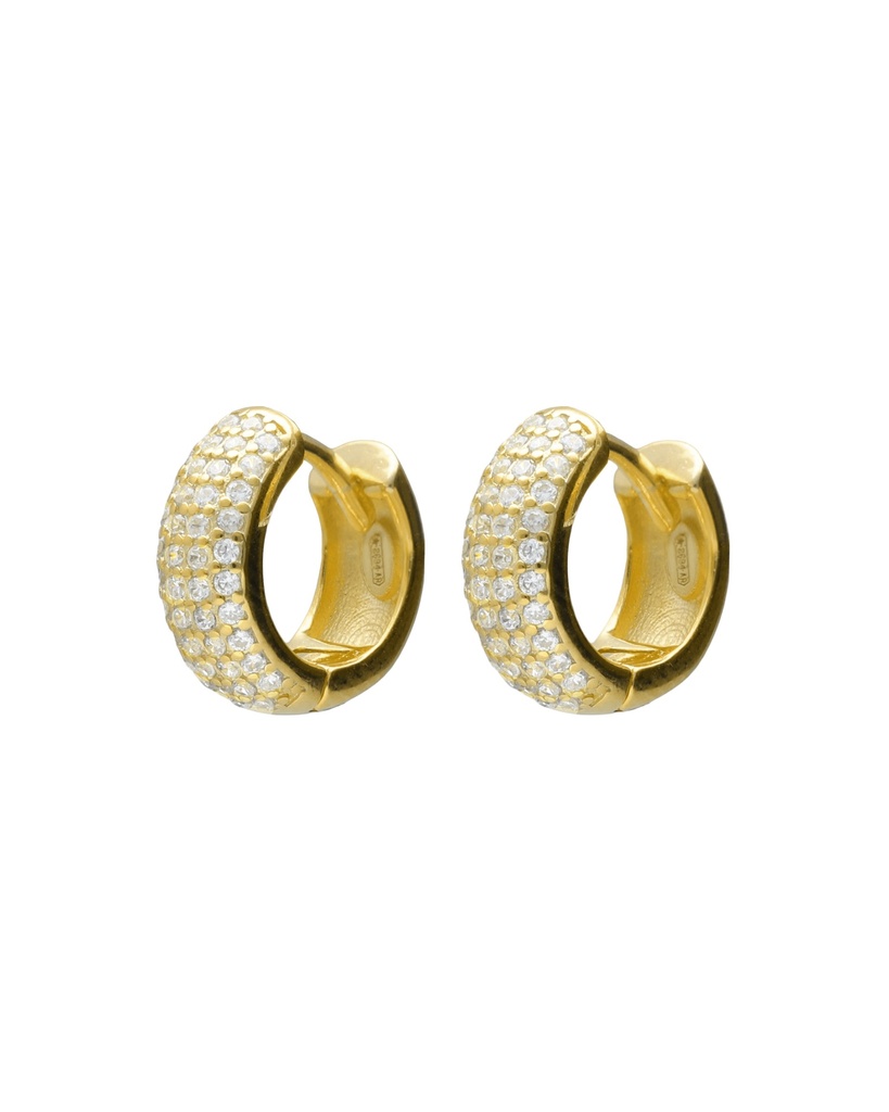 Pendientes aro 1,2cm click Lux con circonita blanca en Plata