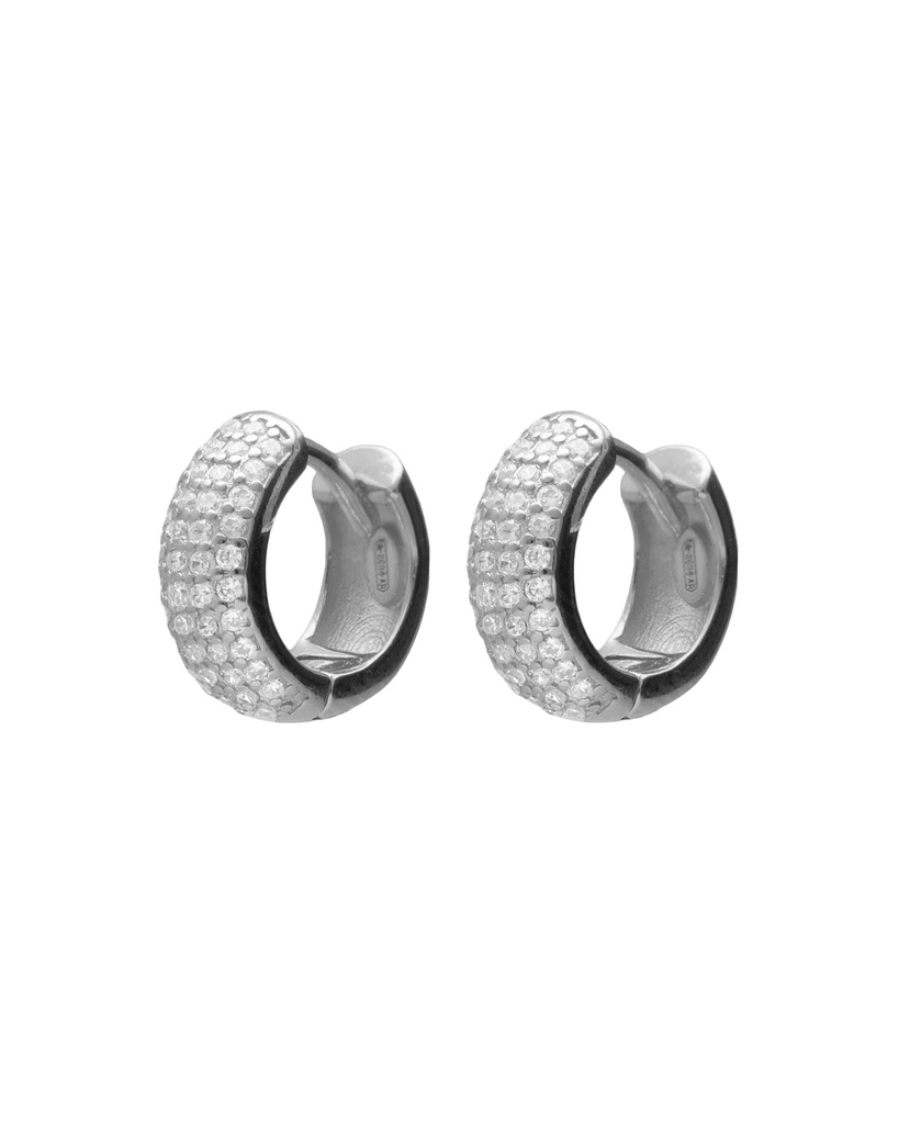 [A5635-07HT] Pendientes aro 1,2cm click Lux con circonita blanca en Plata