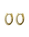 Pendientes aro 1,5cm click Lux con circonita blanca en Plata