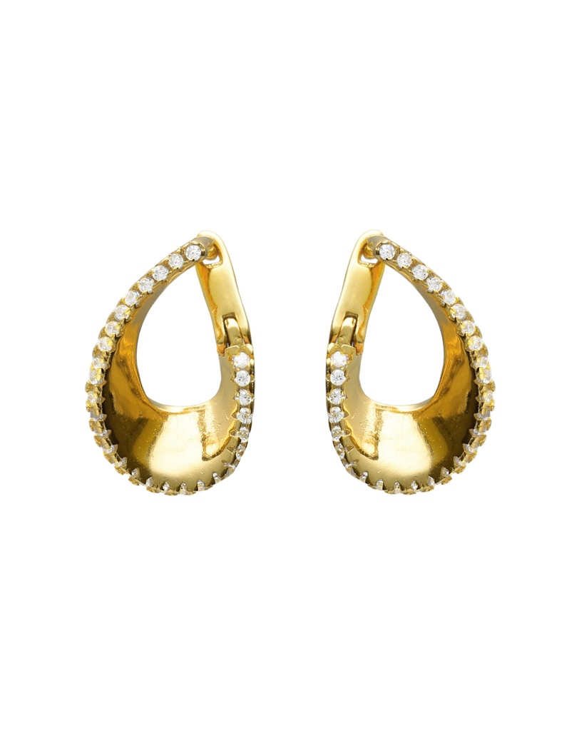 Pendientes cortos click Lux gota con circonita blanca en Plata