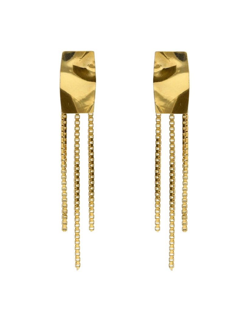 Pendientes largos Avenue rectángulo textura cadena en Plata