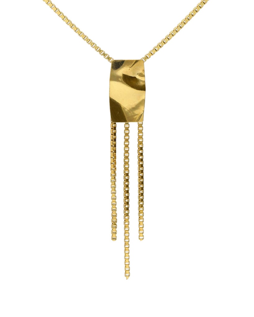 Collar largo Avenue rectángulo textura cadena en Plata