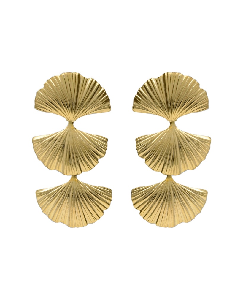 Pendientes largos Eau abanico triple en Plata
