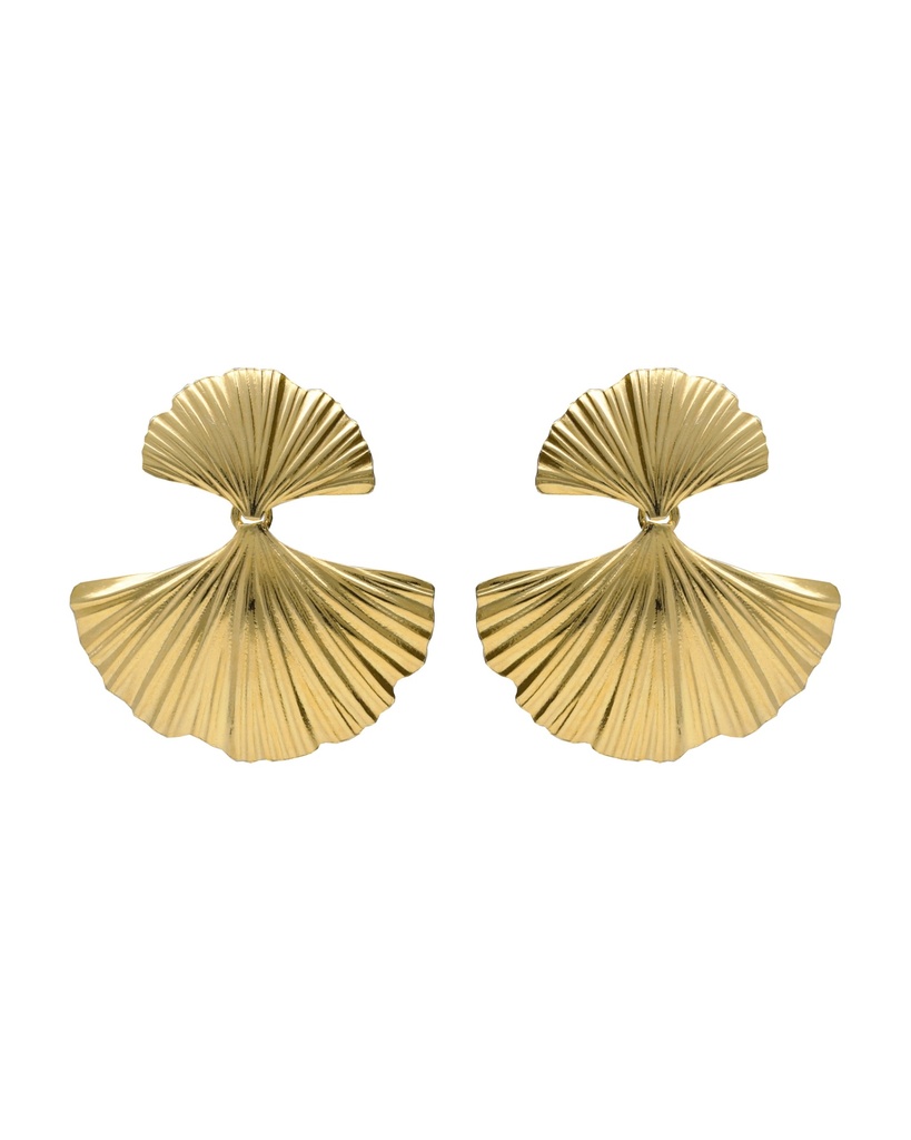 Pendientes corto Eau abanico doble en Plata