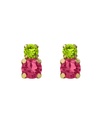Pendientes botón Fleur con cristal en Plata baño Oro