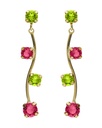 Pendientes largos Fleur árbol con cristal en Plata baño Oro
