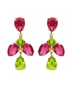Pendientes largos Fleur lágrima con cristal en Plata baño Oro