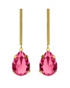 Pendientes largos Fleur lágrima con cristal en Plata baño Oro