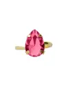 Anillo ajustable Fleur lágrima con cristal en Plata baño Oro
