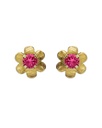 Pendientes botón Fleur flor con cristal en Plata baño Oro