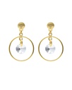 Pendientes cortos Muse círculo con cristal blanco en Plata