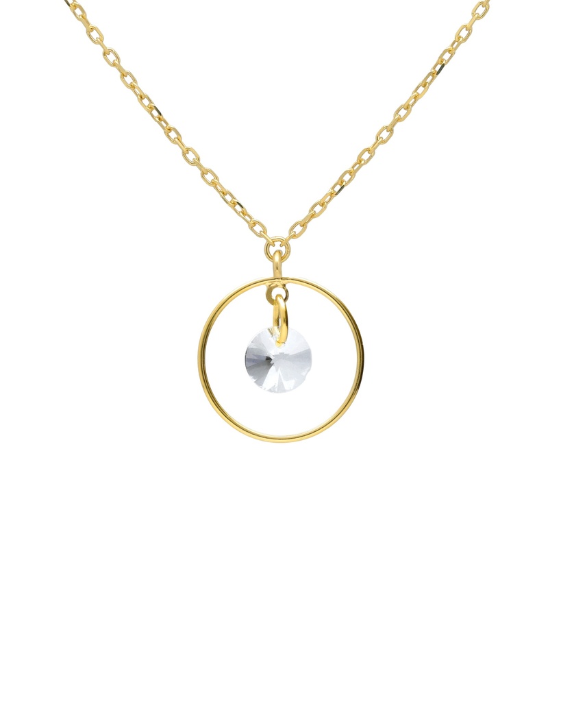 Collar corto Muse círculo con cristal blanco en Plata