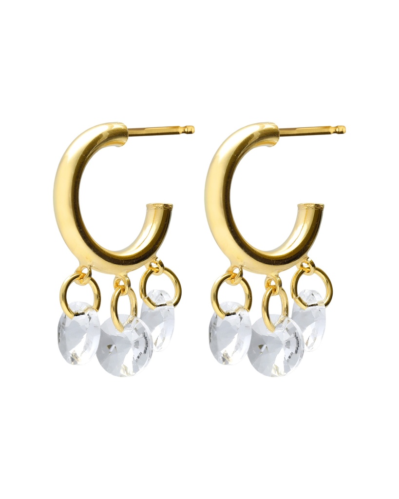 Pendientes aro Muse con cristal blanco en Plata