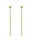 Pendientes largos Muse estrella y cadenas con cristal blanco en Plata