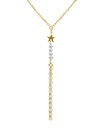 Collar largo Muse estrella y cadenas con cristal blanco en Plata