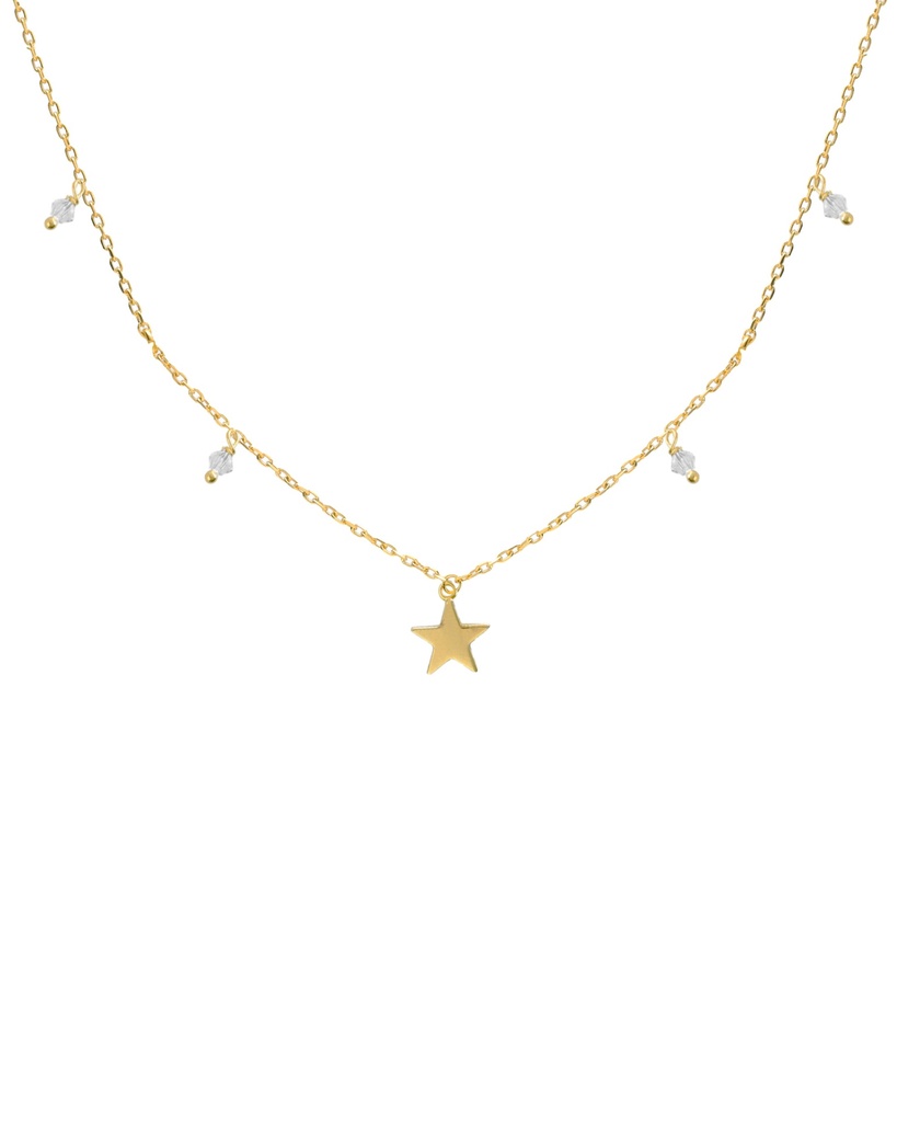 Collar corto Muse estrella con cristal blanco en Plata