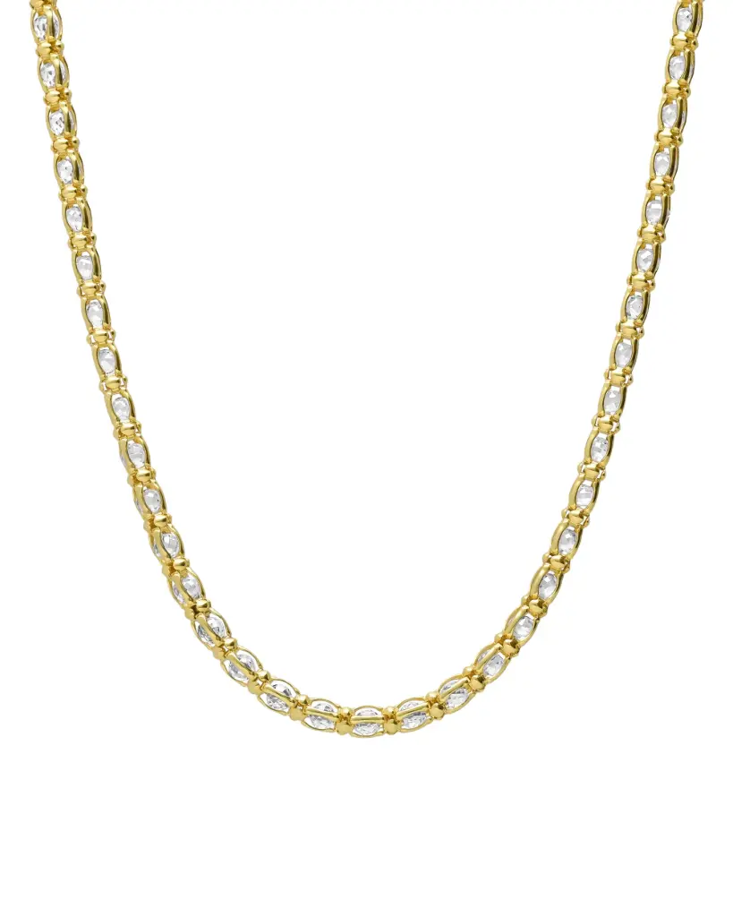 Collar corto Origami con cristal blanco en Plata