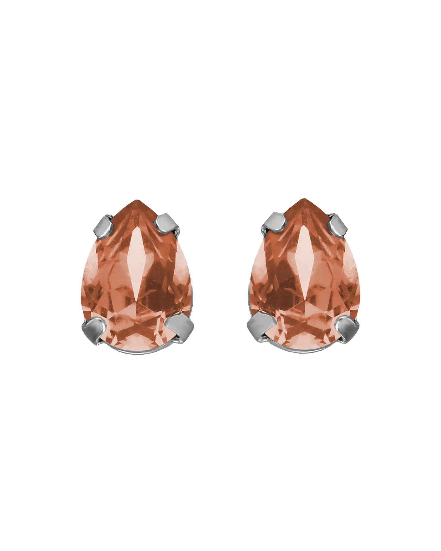 [A5800-24HT] Pendientes botón lágrima con cristal en Plata baño Rodio (Rose Peach)