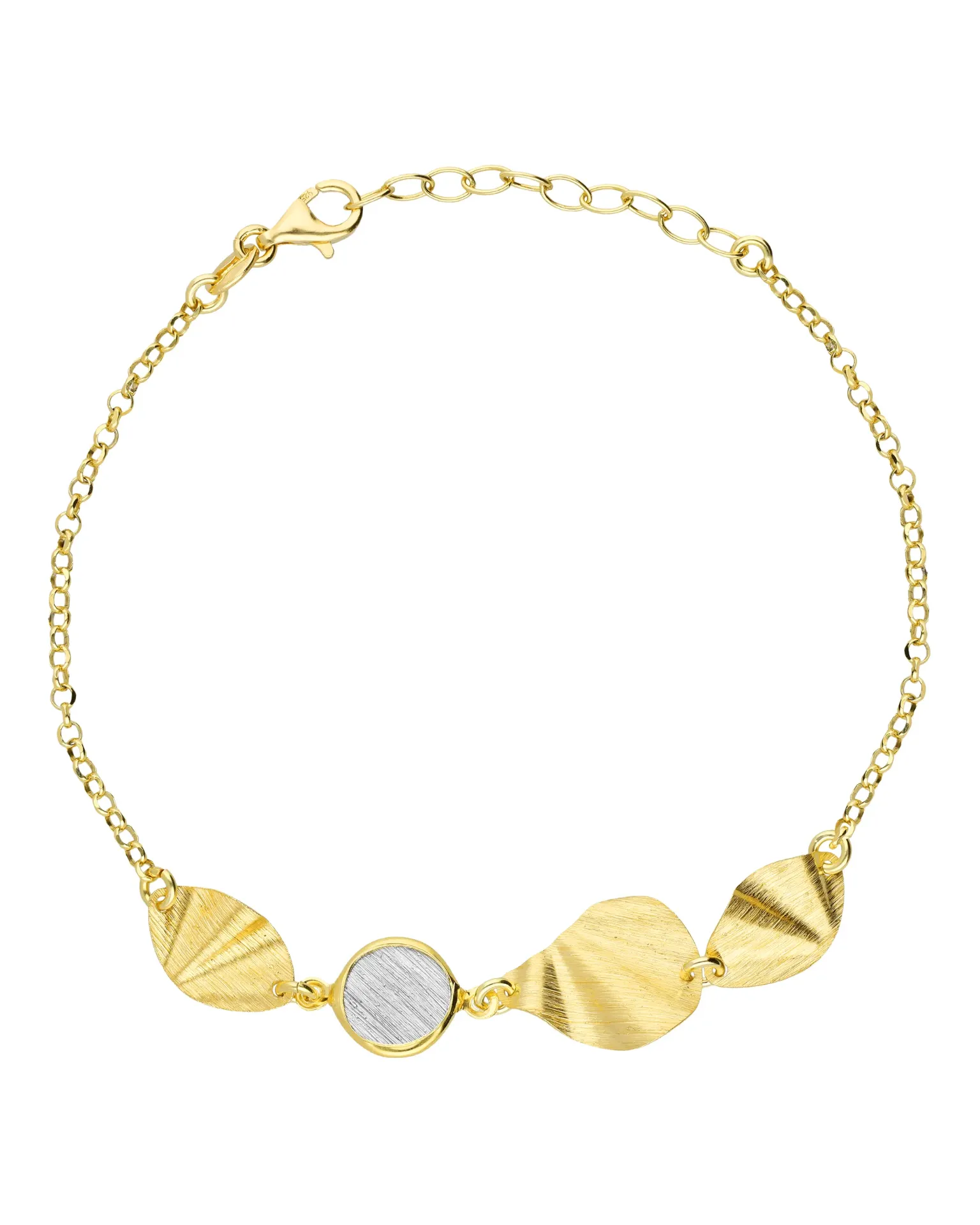 Pulsera Presence textura bicolor en Plata baño Oro y Rodio