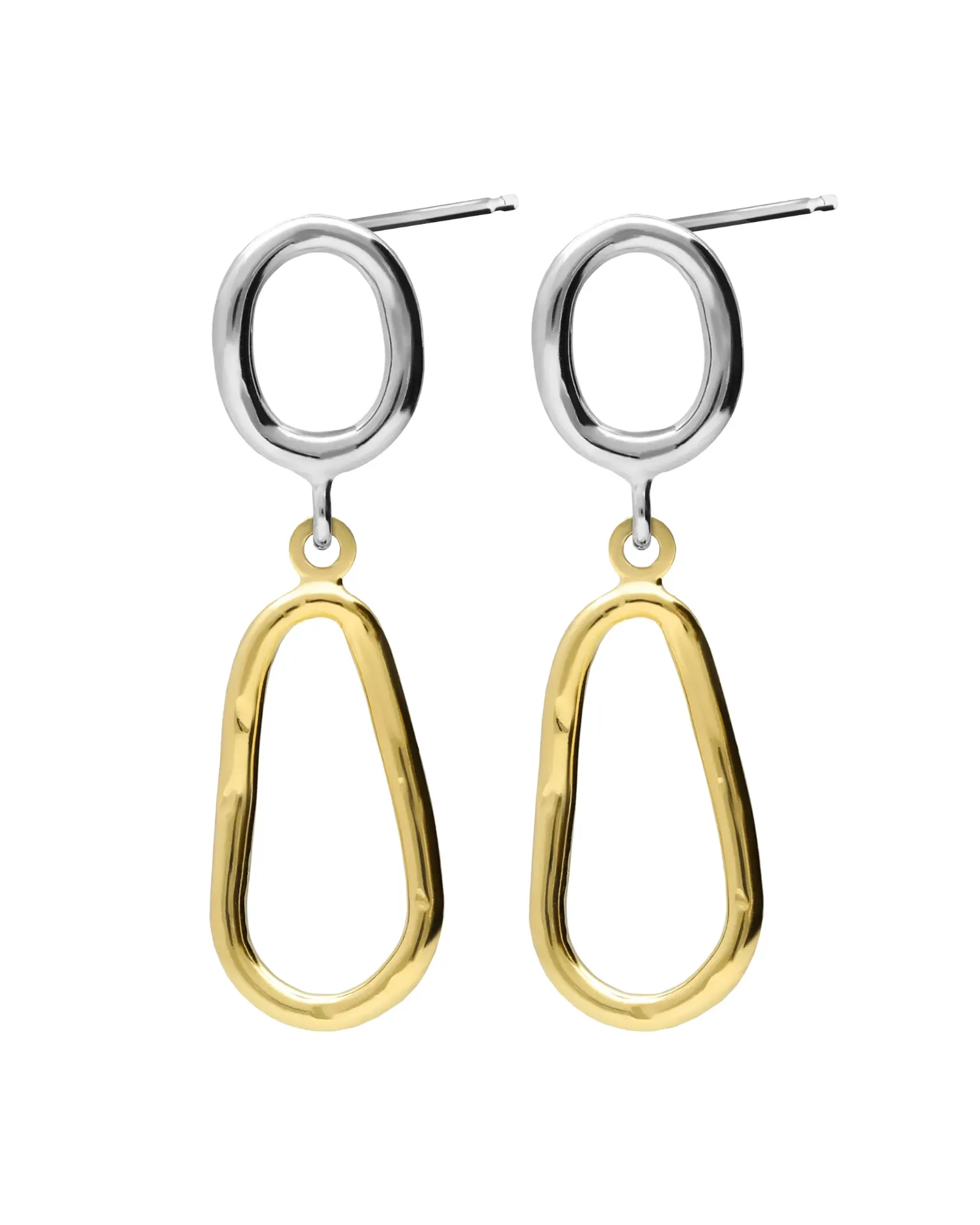 Pendientes cortos Fade bicolor en Plata baño Oro y Rodio