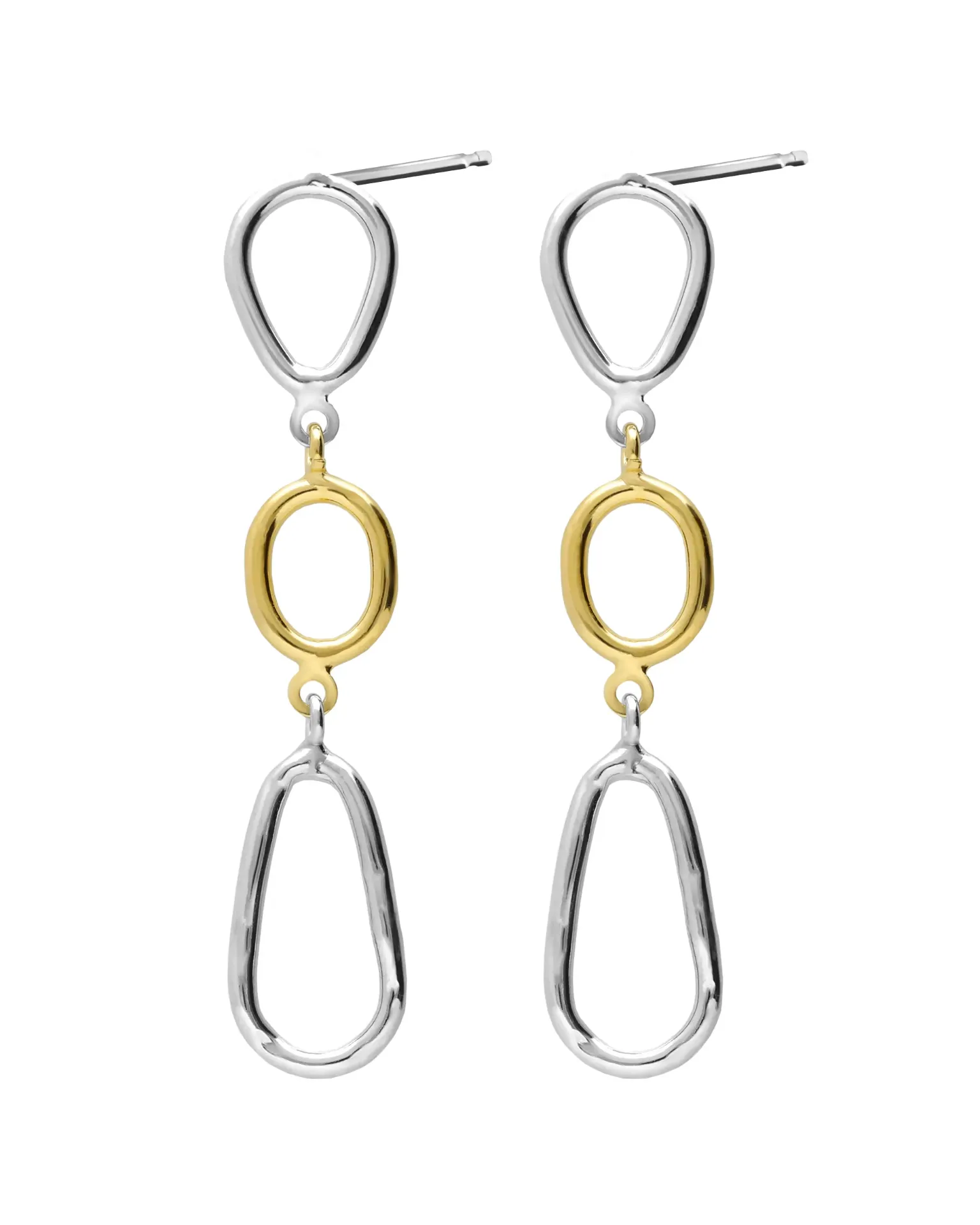 [A5832-BT] Pendientes largos Fade bicolor en Plata baño Oro y Rodio