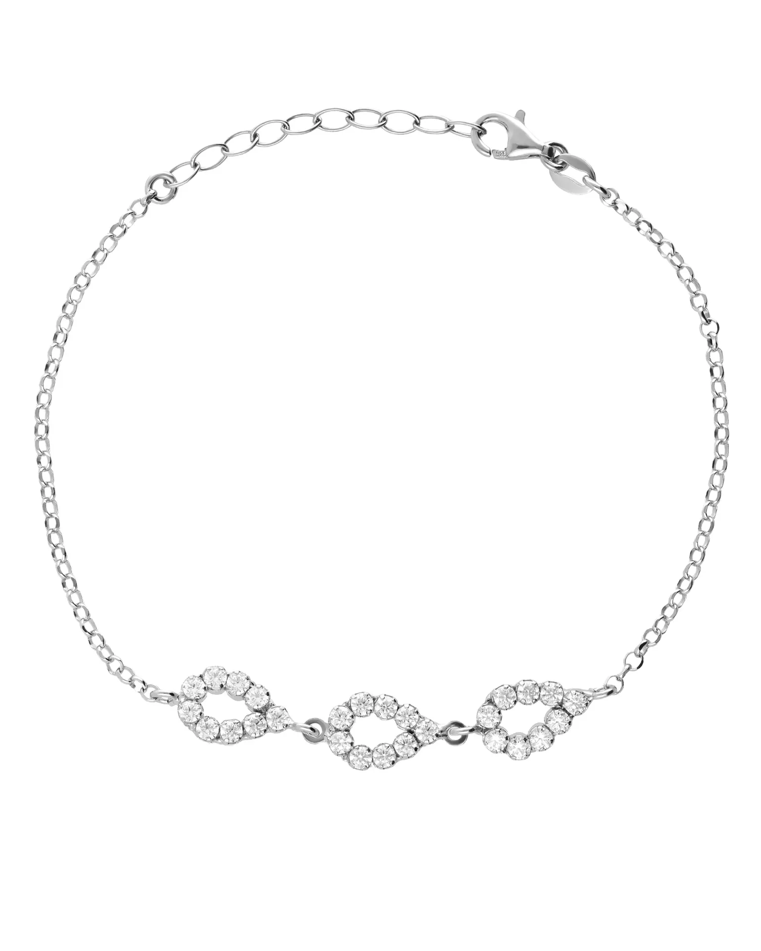 Pulsera Move lágrima con cristales riviere blanco en Plata baño Rodio