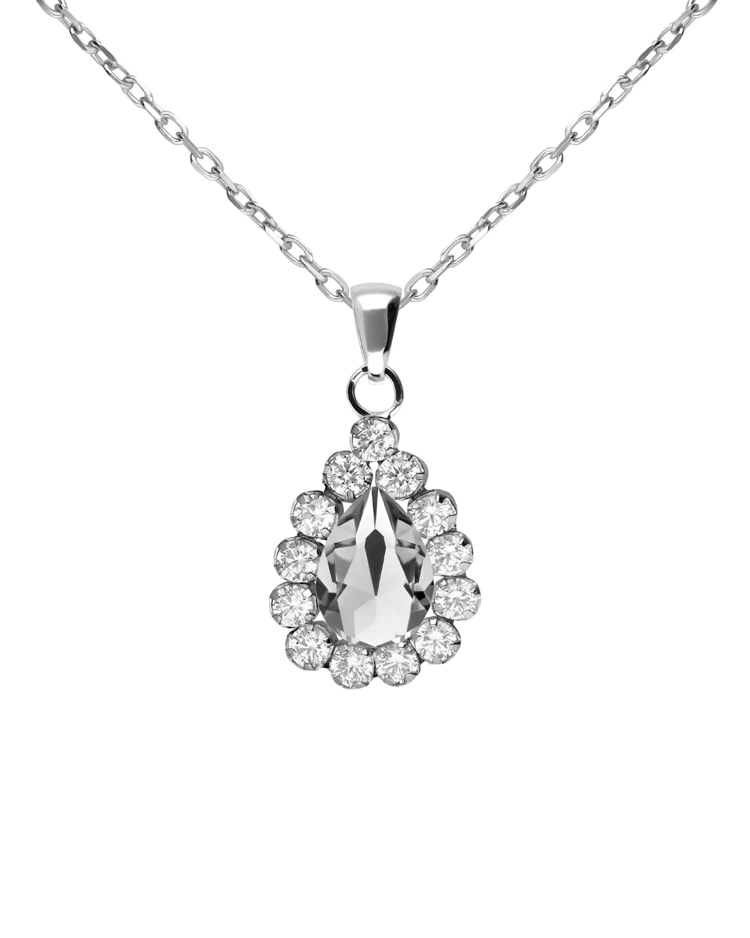 Collar corto Move con cristales riviere blanco en Plata baño Rodio