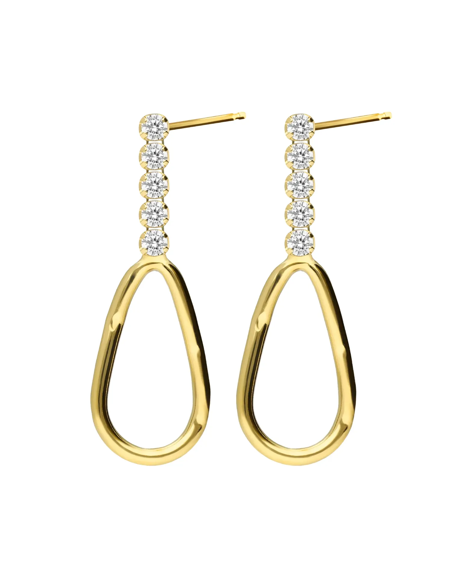 Pendientes cortos Fade gota con cristales riviere blanco en Plata