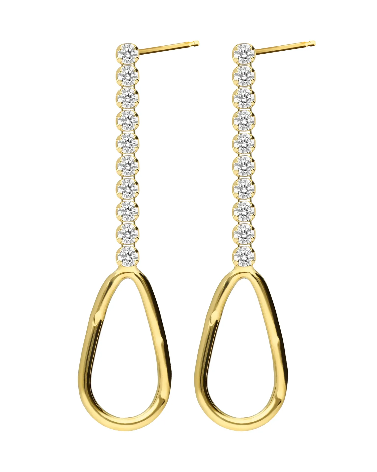 Pendientes largos Fade gota con cristales riviere blanco en Plata