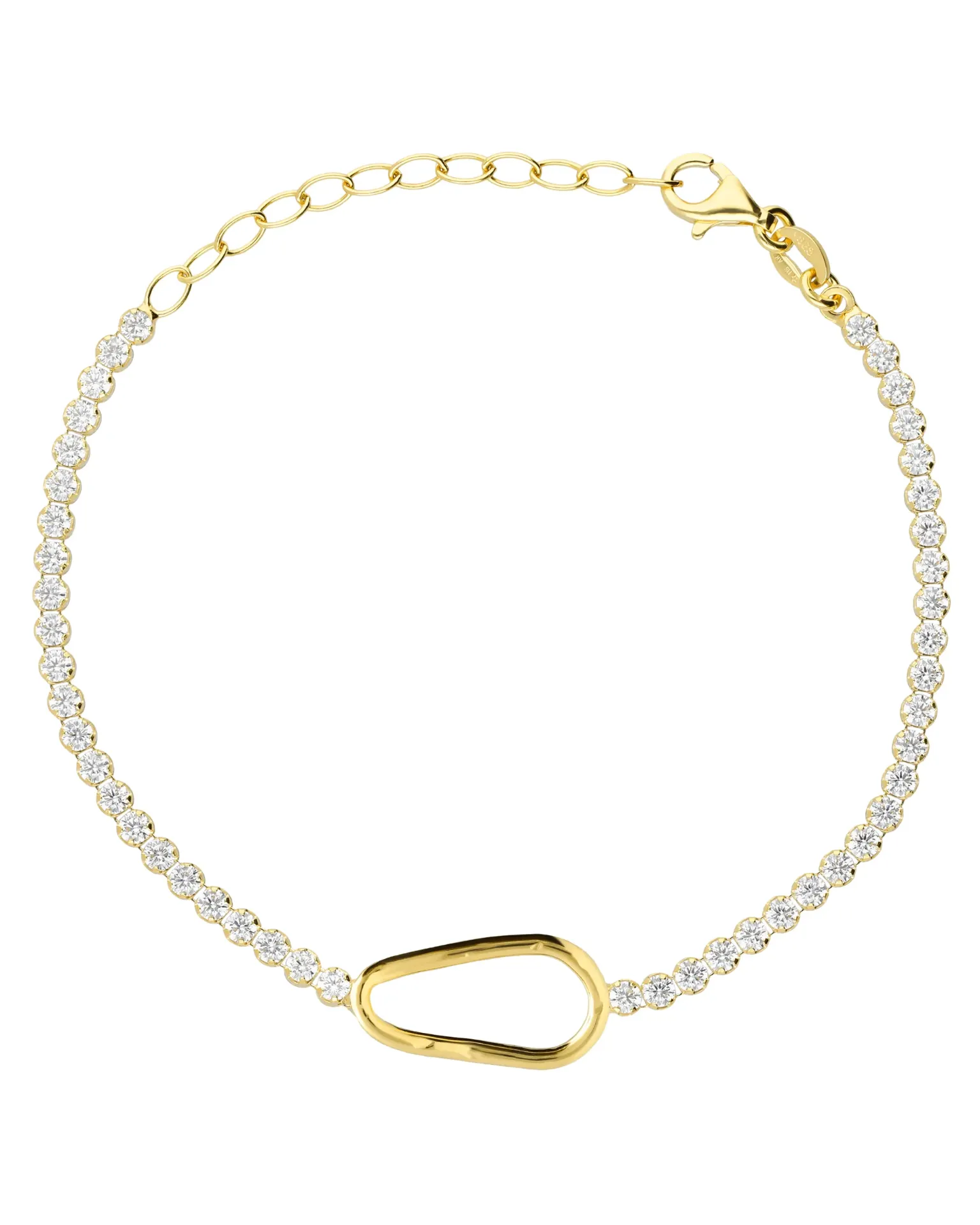 Pulsera Fade gota con cristales riviere blanco en Plata
