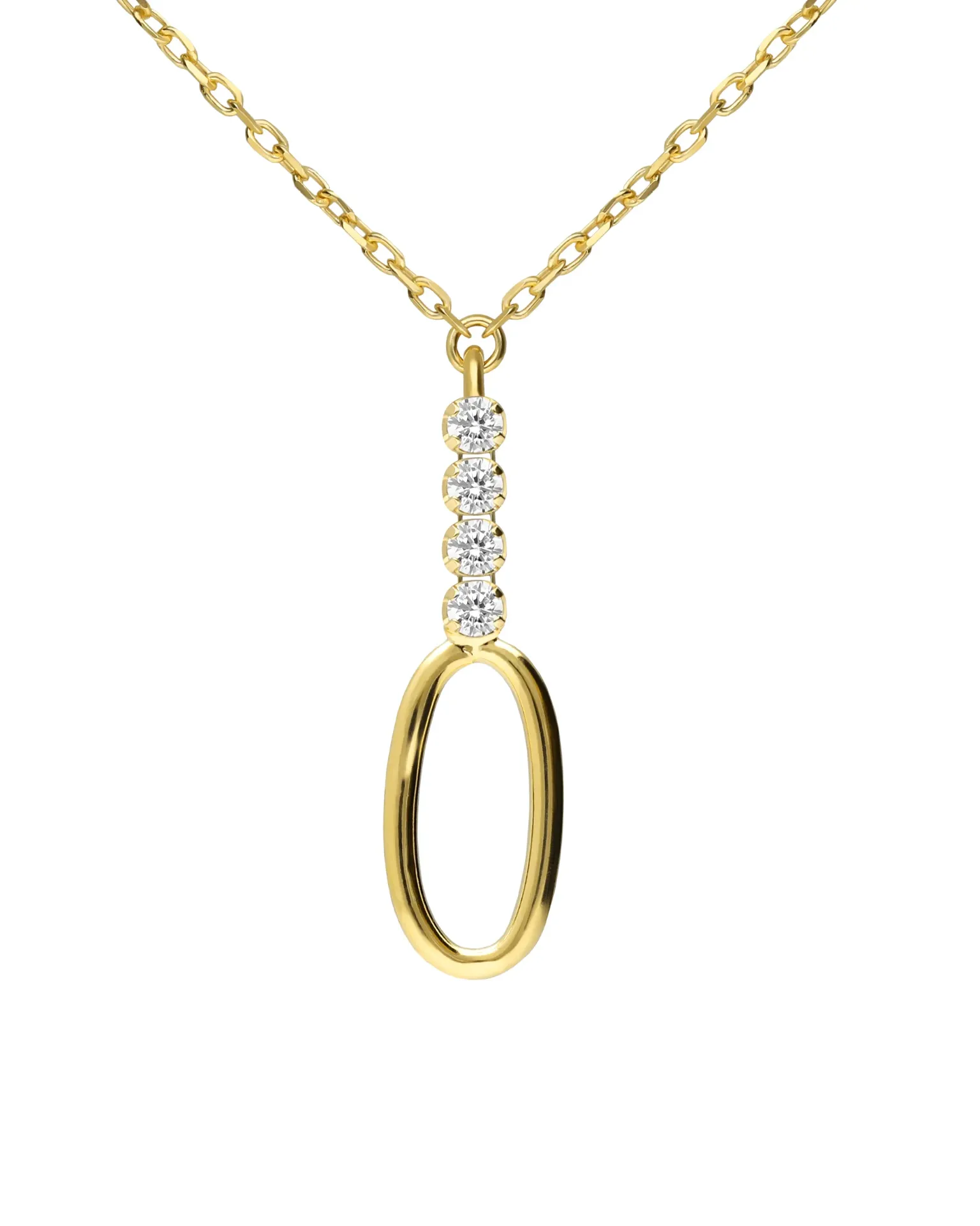 Collar corto Fade oval con cristales riviere blanco en Plata