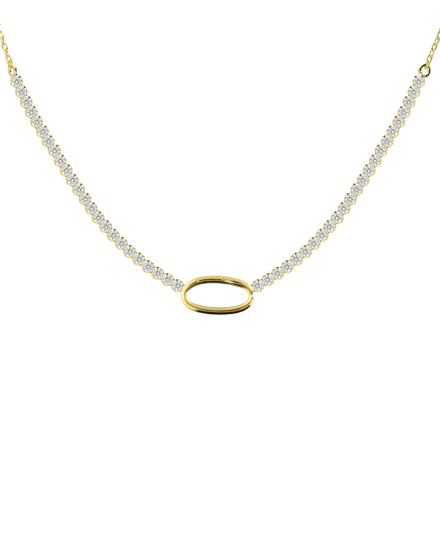 Collar corto Fade oval con cristales riviere blanco en Plata
