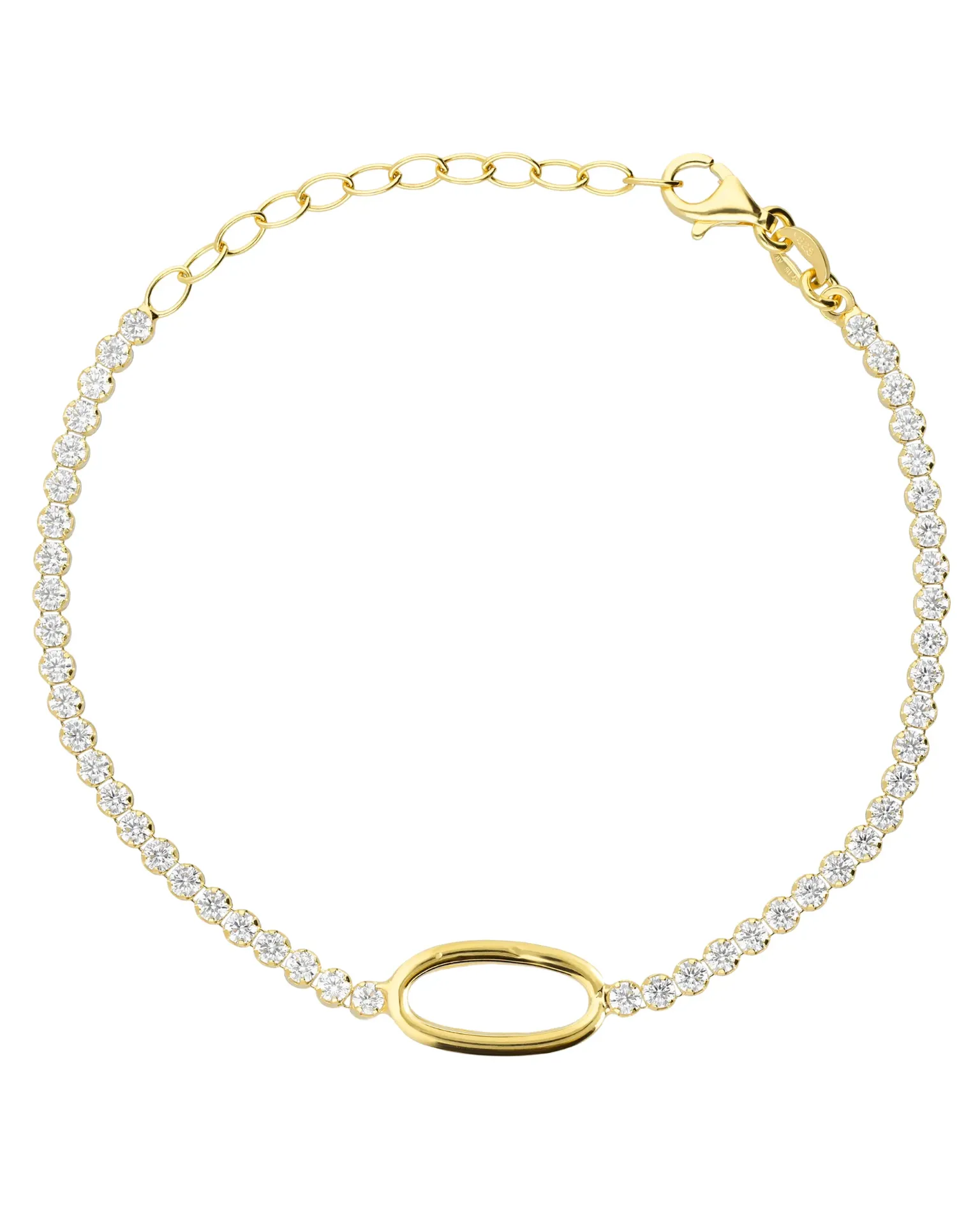 Pulsera Fade oval con cristales riviere blanco en Plata