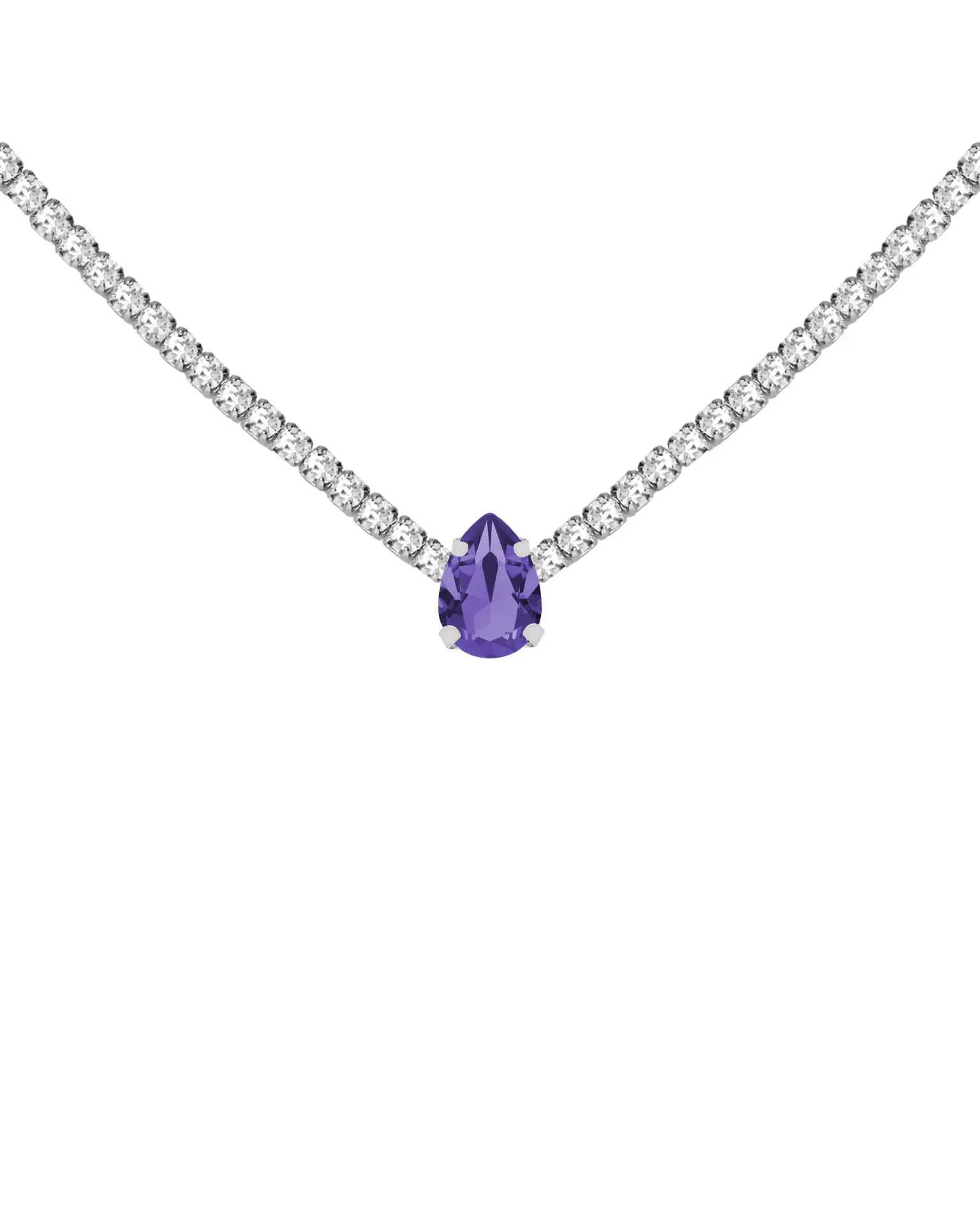 Collar corto Move lágrima con cristales riviere blanco en Plata baño Rodio