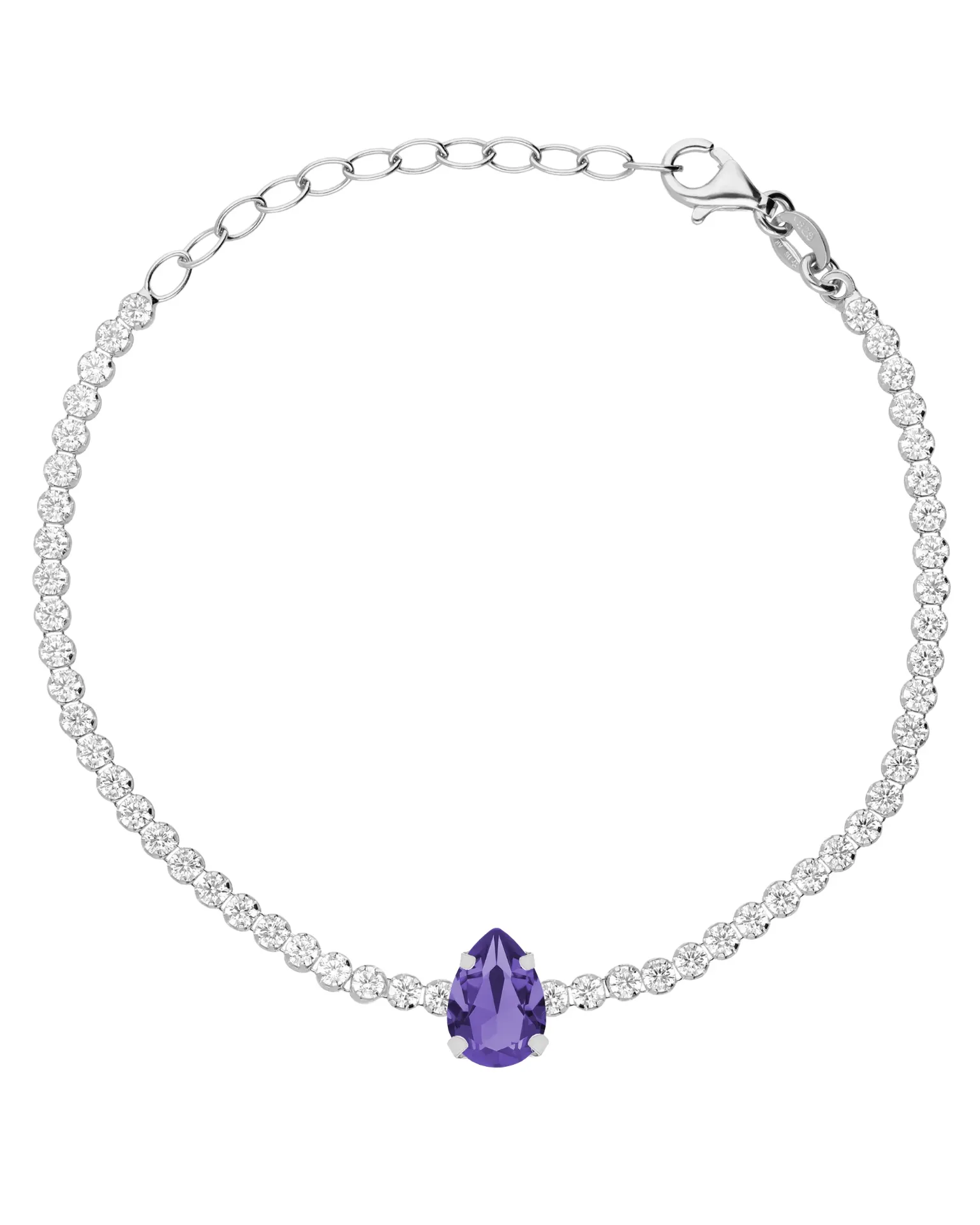 Pulsera Move lágrima con cristales riviere blanco en Plata baño Rodio